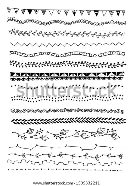 doodle sketch drawing divider line, set of
simple doodle borders, vector
illustration