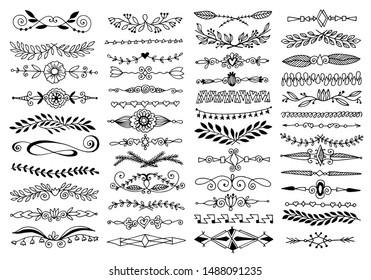 doodle sketch drawing divider, wedding card design element or page decoration, vector illustration