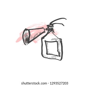 doodle sketch drawing of fire extinguisher, vector illustration