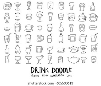 Doodle sketch drink icons vector Illustration