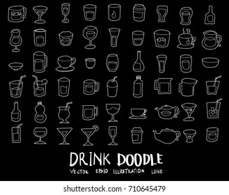 Doodle sketch drink icons vector Illustration on chalkboard