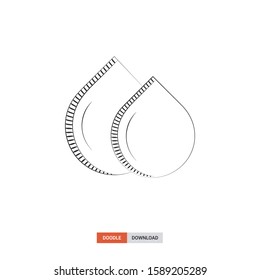 Doodle sketch of Drops concept on white background. Drops doodle art. Cartoon vector illustration. Isolated sketch line art. Icon in hand drawing design style.