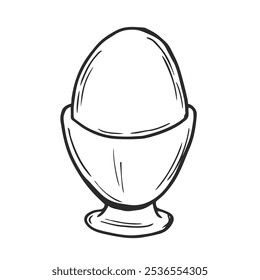 Doodle sketch of an egg on a stand. Boiled egg in a cup.