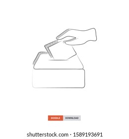 Doodle sketch of Elections concept on white background. Elections doodle art. Cartoon vector illustration. Isolated sketch line art. Icon in hand drawing design style.