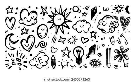 Doodle sketch element set