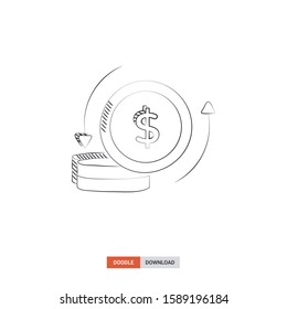 Doodle sketch of exchange concept on white background. exchange doodle art. Cartoon vector illustration. Isolated sketch line art. Icon in hand drawing design style.