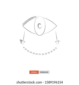 Doodle sketch of Field of view concept on white background. Field of view doodle art. Cartoon vector illustration. Isolated sketch line art. Icon in hand drawing design style.
