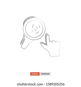 Doodle sketch of fingerprint identification concept on white background. fingerprint identification doodle art. Cartoon vector illustration. Isolated sketch line art. Icon in hand drawing design style