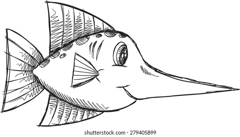 Doodle Sketch Fish Vector Illustration Art 
