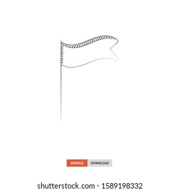 Doodle sketch of Flag concept on white background. Flag doodle art. Cartoon vector illustration. Isolated sketch line art. Icon in hand drawing design style.