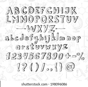 Doodle Sketch Font. Vector Illustration.