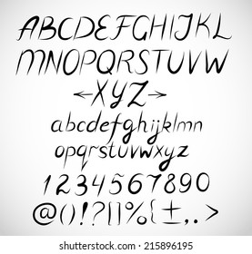 Doodle sketch font. Vector illustration. 