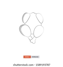 Doodle sketch of fried chicken concept on white background. fried chicken doodle art. Cartoon vector illustration. Isolated sketch line art. Icon in hand drawing design style.