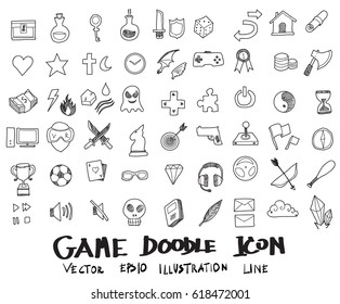 Doodle sketch game icons Illustration vector