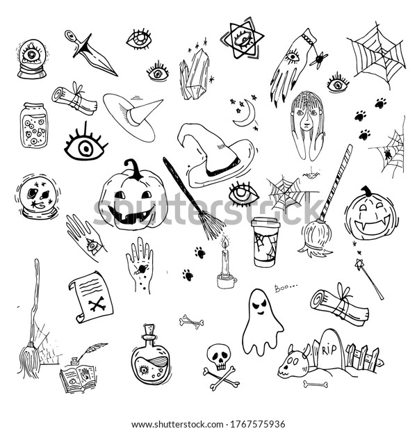 Doodle Scary Ghost Halloween Vector Art Stock Vector Royalty Free 046