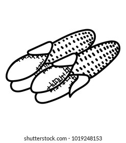 
Doodle sketch hand drawn corn cobs with leaves icon
