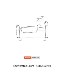 Doodle sketch of healthy sleeping concept on white background. healthy sleeping doodle art. Cartoon vector illustration. Isolated sketch line art. Icon in hand drawing design style.