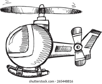 Desenho de esboço Helicóptero Vetor Ilustração Arte