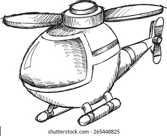 Doodle Sketch Helicopter Vector Illustration Art