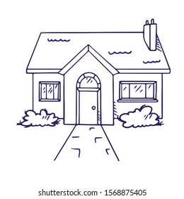  Doodle sketch house. Simple, flat illustration of lines 