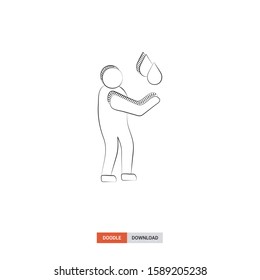 Doodle sketch of hydrate concept on white background. hydrate doodle art. Cartoon vector illustration. Isolated sketch line art. Icon in hand drawing design style.