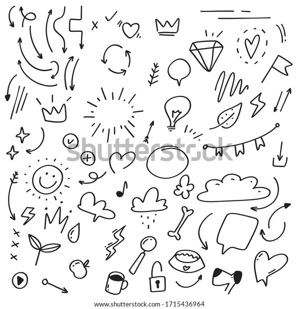 Doodle Sketch Illustration Abstract Arrows Ribbons Stock Vector ...