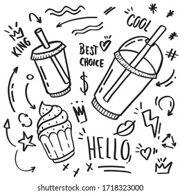 Doodle sketch illustration. Elements in hand drawn style for concept design.