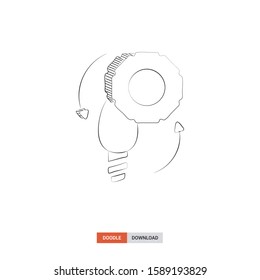 Doodle sketch of implementation concept on white background. implementation doodle art. Cartoon vector illustration. Isolated sketch line art. Icon in hand drawing design style.