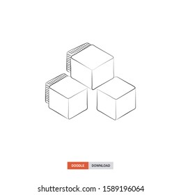 Doodle sketch of inventory concept on white background. inventory doodle art. Cartoon vector illustration. Isolated sketch line art. Icon in hand drawing design style.