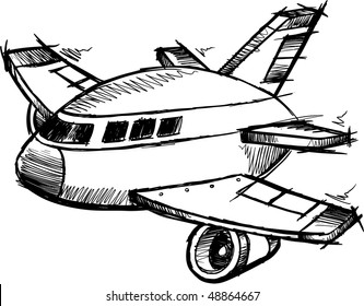 Doodle Sketch Jet Vector Illustration