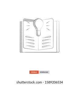 Doodle sketch of Learning concept on white background. Learning doodle art. Cartoon vector illustration. Isolated sketch line art. Icon in hand drawing design style.