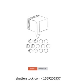 Doodle sketch of Micro service architecture concept on white background. Micro service architecture doodle art. Cartoon vector illustration. Isolated sketch line art. Icon in hand drawing design style