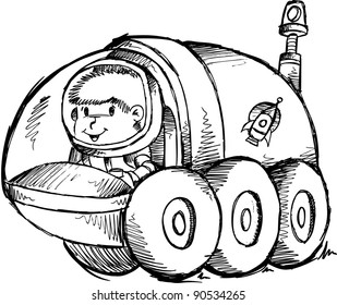 Doodle Sketch Moon Buggy Vector Illustration Art