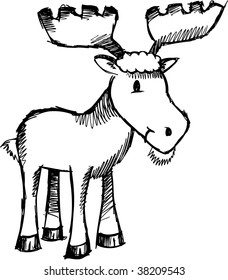 Doodle Sketch moose Vector Illustration