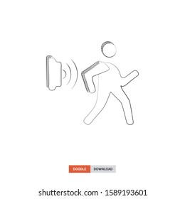 Doodle sketch of motion sensor concept on white background. motion sensor doodle art. Cartoon vector illustration. Isolated sketch line art. Icon in hand drawing design style.