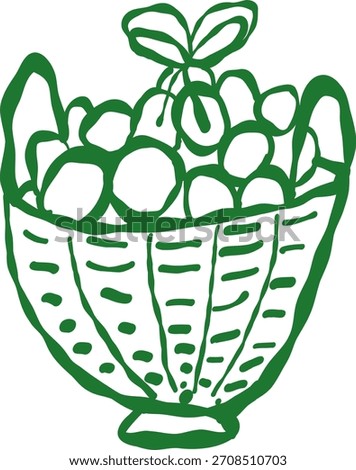 Doodle Sketch of Multiple Easter Eggs in Basket
