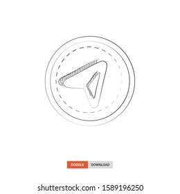 Doodle sketch of Navigation base concept on white background. Navigation base doodle art. Cartoon vector illustration. Isolated sketch line art. Icon in hand drawing design style.