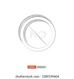 Doodle sketch of NO concept on white background. NO doodle art. Cartoon vector illustration. Isolated sketch line art. Icon in hand drawing design style.
