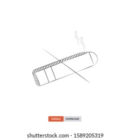 Doodle sketch of No smoking concept on white background. No smoking doodle art. Cartoon vector illustration. Isolated sketch line art. Icon in hand drawing design style.
