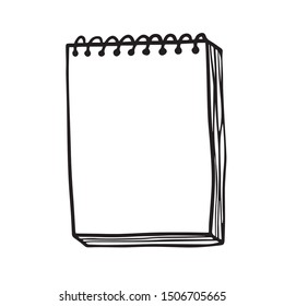  Doodle sketch notebook with blank sheets, illustration on white background.