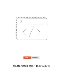 Doodle sketch of open source concept on white background. open source doodle art. Cartoon vector illustration. Isolated sketch line art. Icon in hand drawing design style.