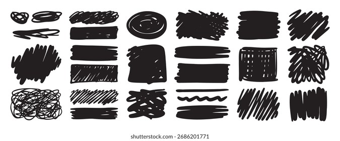 doodle sketch pen and scrible set isolated on white background. Hand drawn brush shapes freehand collection. Vector illustration