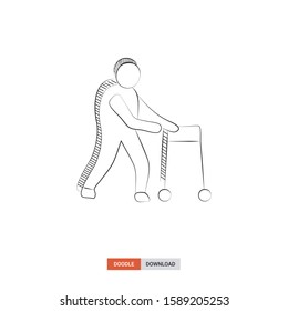 Doodle sketch of physiotherapy concept on white background. physiotherapy doodle art. Cartoon vector illustration. Isolated sketch line art. Icon in hand drawing design style.