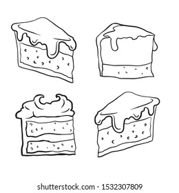  doodle sketch of a piece of cheesecake on a white background