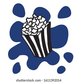Doodle sketch popcorn, simple flat illustration 