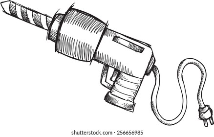 Dibujo de Doodle Sketch Power Drill Vector Ilustración
