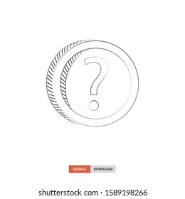 Doodle sketch of Question mark concept on white background. Question mark doodle art. Cartoon vector illustration. Isolated sketch line art. Icon in hand drawing design style.