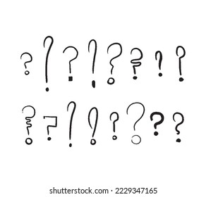 Doodle sketch question marks vector collection on white background