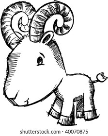 Doodle Sketch Ram Vector Illustration