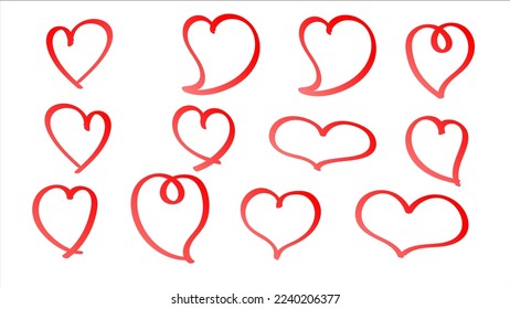 doodle and sketch red heart shape